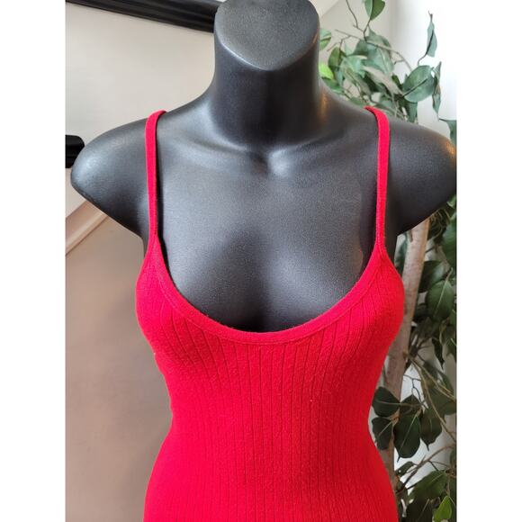 Windsor Knit Bodycon Dress Women Size Small Red Sleeveless Crisscross Back - Picture 5 of 9